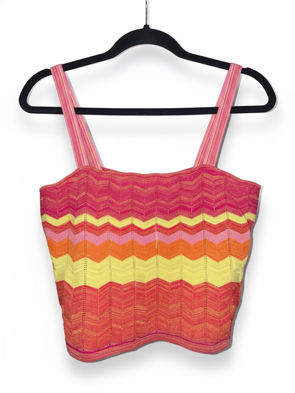 Milly Chevron Knit Crop Top in Pink, Orange & Yellow